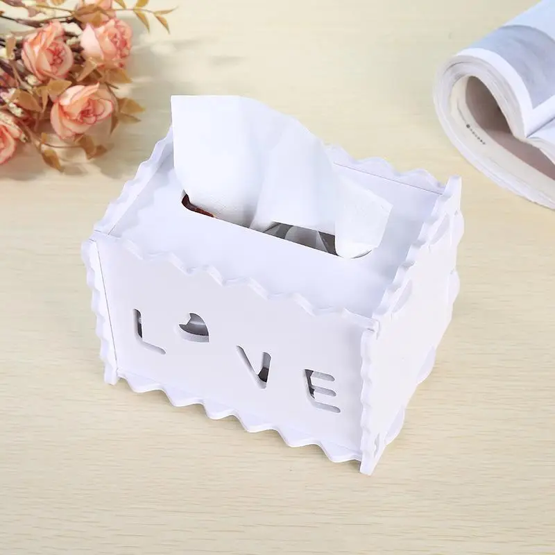 European Style White Wooden Hollow Tissue Box Removable Napkin Holder Paper Storage Holder Napkin Case Organizer Household