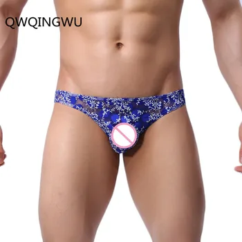 

Sexy Underwear Lace Men Briefs Cueca Pouch Pocket Gay Male Breathable Shorts Sexy Transparent Thin Underpants U Convex Briefs