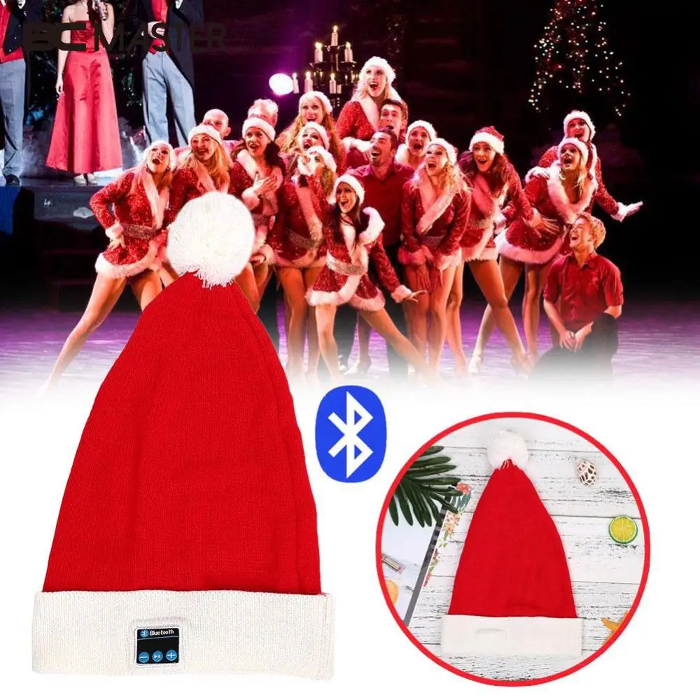 BCMaster Christmas Cap hat Wireless Bluetooth Headphones Music Earphone headsets with mic for 