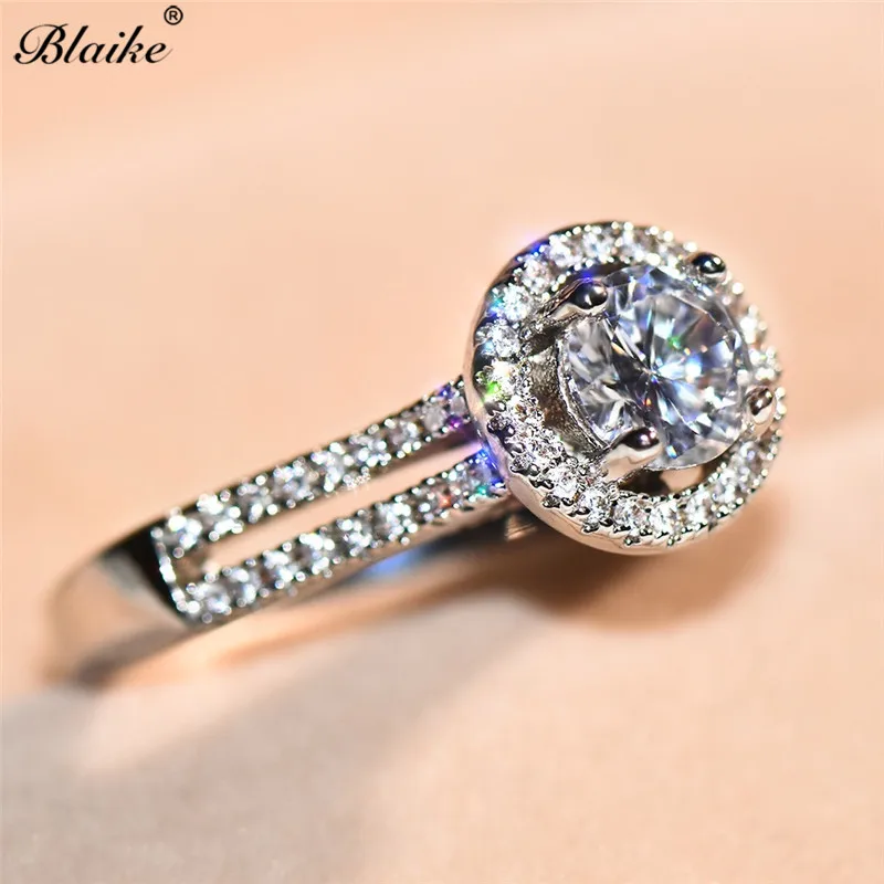 

Blaike 925 Sterling Silver Filled Engagement Rings for Women White CZ Stone Wedding Ring Female Crystal Zircon Bridal Jewelry