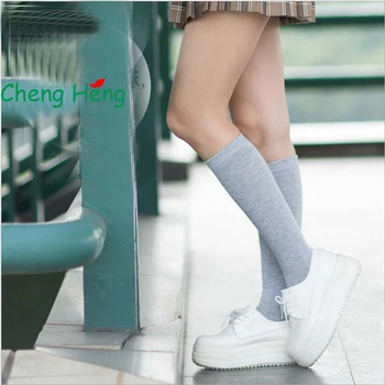 

CHENG HENG 1 Pair Solid color Female Socks Japanese Micro-Pressure Cotton Socks High Tube Solid color Socks