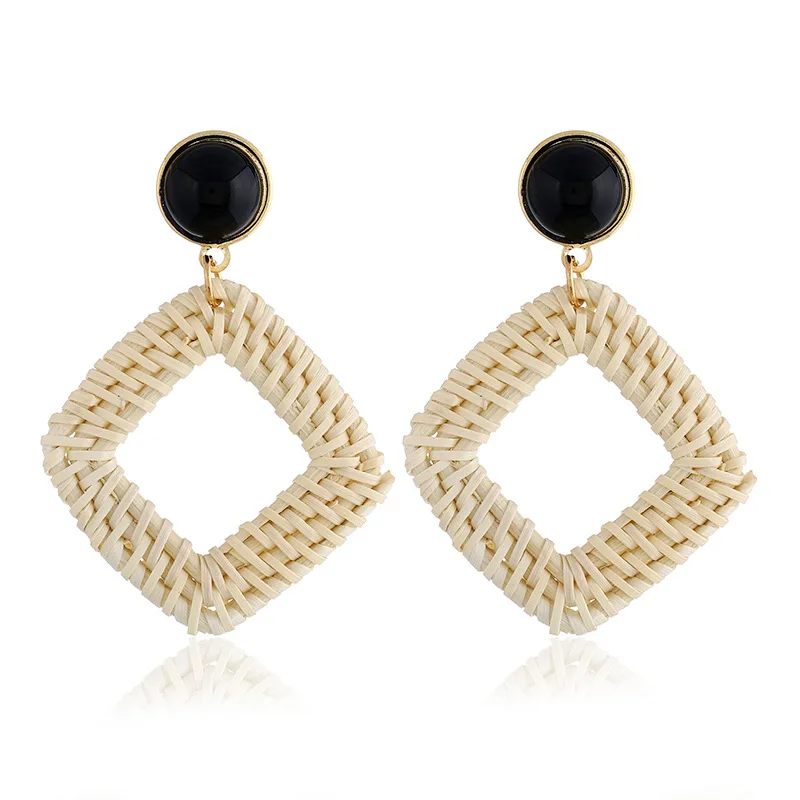 Hot Good Wood Earring Rattan Knit Handcraft Ethnic Bohemian Good Wood Earring Rattan Knit Handcraft Ethnic Bohemian Earrings For Women