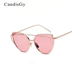 CandisGY кошачий глаз Hotset Cateye зеркало, розовое золото солнцезащитные очки Брендовые дизайнерские женские зеркальные женские солнцезащитные