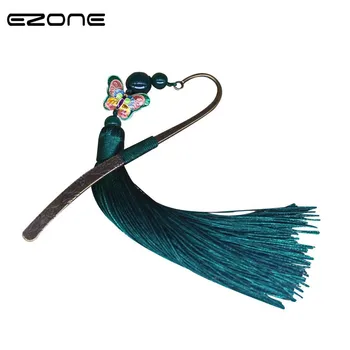 

EZONE Chinese Classical Bookmark Design Of Metal Butterfly Pendant Hairpin Bookmark Carnelian Fringe Tassel Book Maker Papelaria