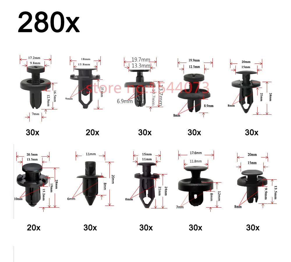 280 шт. шарф с подвеской специальный щиток бампер нейлон заклепки фиксированные зажимы крепеж с коробкой для Honda Lexus Audi Ford Toyota Nissan