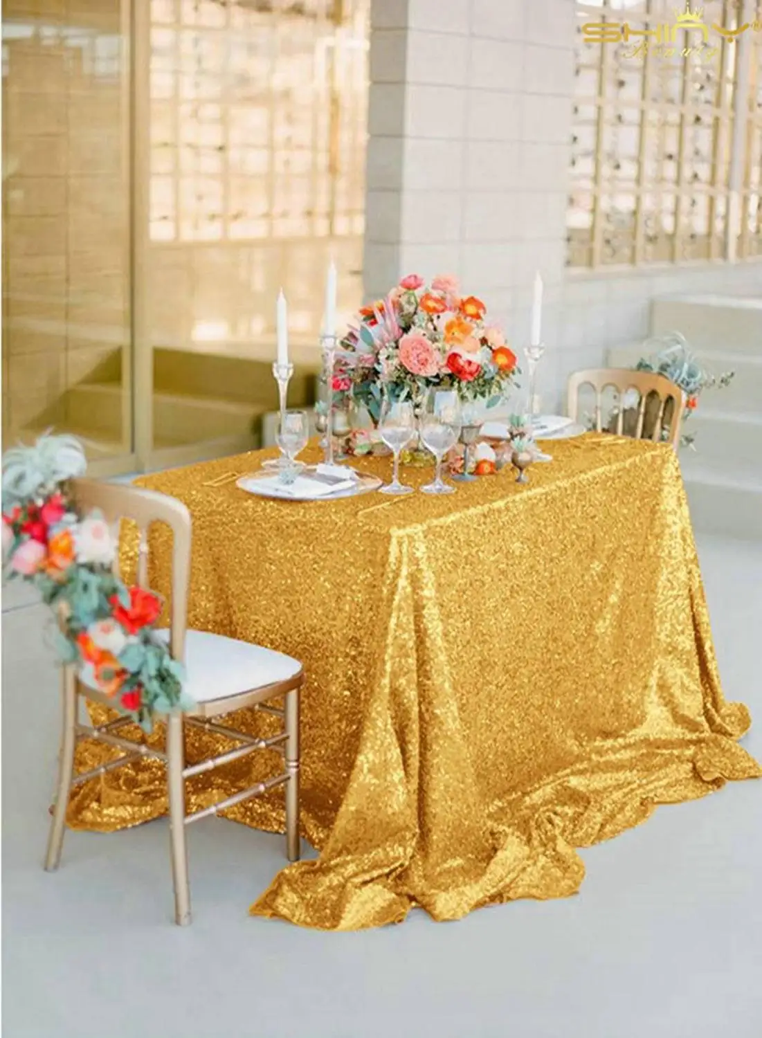 Скатерть с геометрическими блестками, скатерть, настольная дорожка, вечерние скатерти для свадебного стола, украшение для домашнего стола, мантель, домашний текстиль - Цвет: Deep Gold