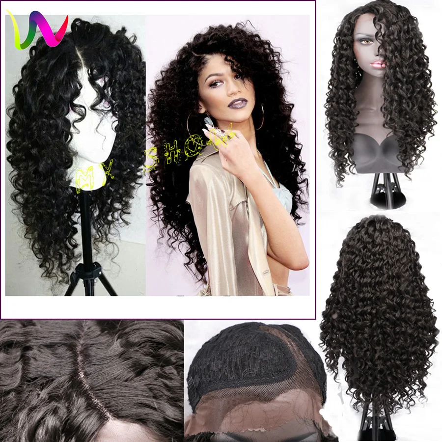 Cheap Synthetic Lace Front Wigs With Baby Hair Afro Curl Kinky Fiber