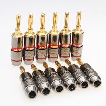 

12PCS/set Gold Plated Head Connector Zinc Alloy Banana Plug Set For Electronics Audio Speaker Adapter Screw Speakers Male Plugs
