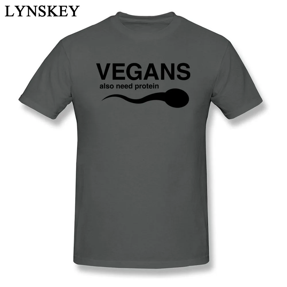 Design T Shirts Company Round Neck Vegans Also Need Protein 100% Cotton Adult Tops Shirt Design Short Sleeve Tee-Shirts Vegans Also Need Protein carbon