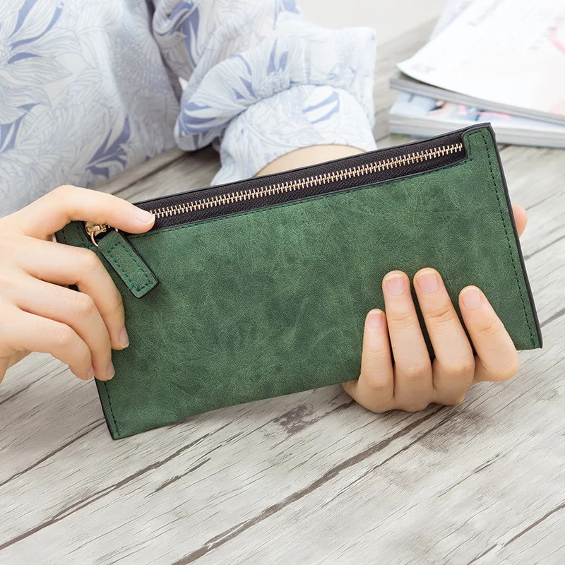 2017 Simple Designer Zipper Women Leather Slim Wallet Female font b Purse b font Clutch Thin