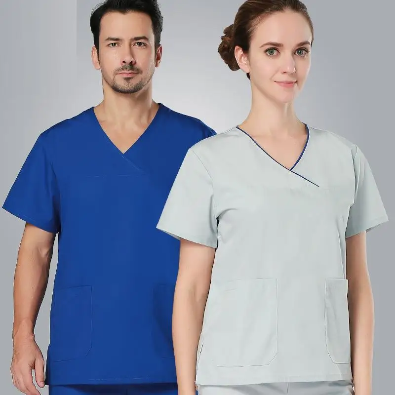 

Top Quality Operation Clothing Men& Women Pet Clinic Workwear Fashion V Neck 4 Colors Scrub Sets Beauty Salon Cheap Uniform