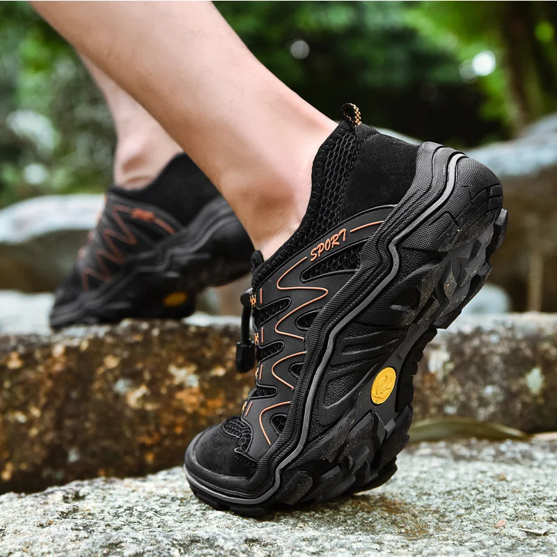 

HEBENDUO Men's Shoes New Summer Footwear Touxi Shoes Anti-skid, Shock Absorbing and Air Permeable Mesh Hiking Outdoor Men's Shoe