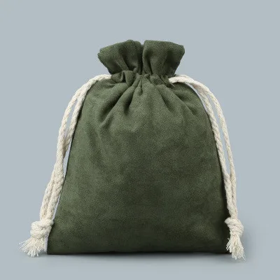 Простые плотные Подарочные Сумки Большая Сумка-кисет, подкладка для полотенец, замшевая бархатная сумка для ювелирных изделий, сумка для путешествий, карман, сумка, 2 шт./партия - Цвет: Армейский зеленый