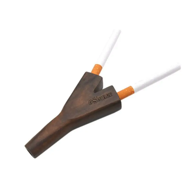 

Double Barrel Wooden Cig Holder Joint Cigarette Accessories Rolling Cone Smoking Pipe Holder King Paper Palm Wood Tobacco Pipes