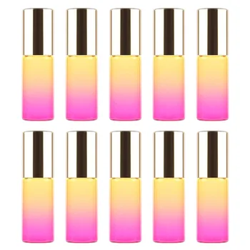 

10pcs/Set 5ml Gradient Glass Bottle Essential Oil Bottles Perfume Roll On Bottle with Stainless Steel Beads Makeup Containers