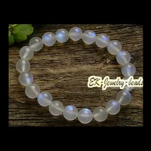 Скидка высокое качество натуральный Радужный Лунный Камень стрейч браслет Круглые бусины 8 мм