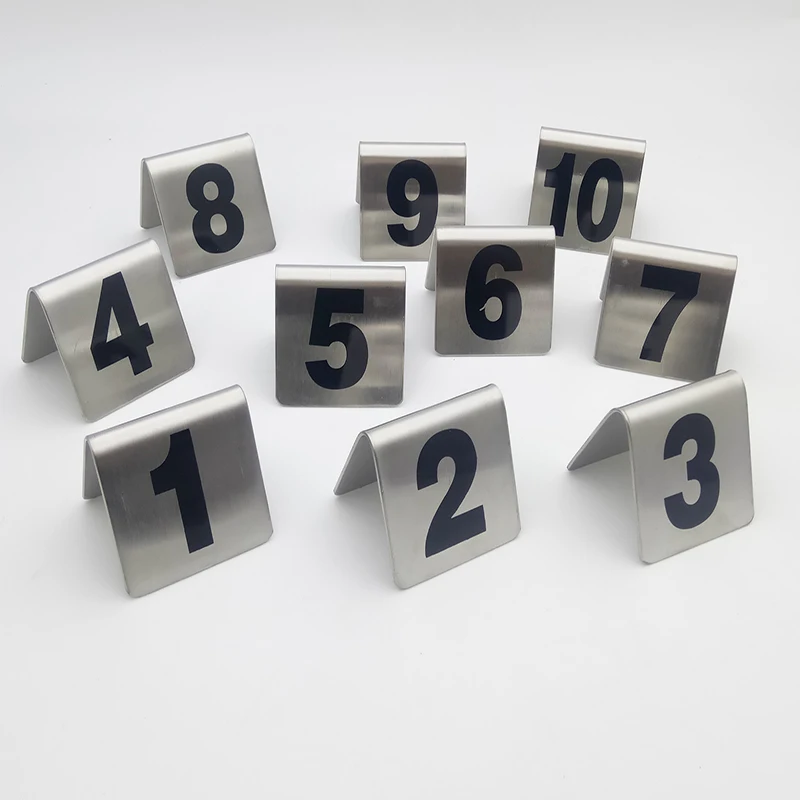 

Table Number Plate Double-sided Square Table Number Digital Card Number Plate Restaurant Hotel Number Stainless Steel10pcs/set