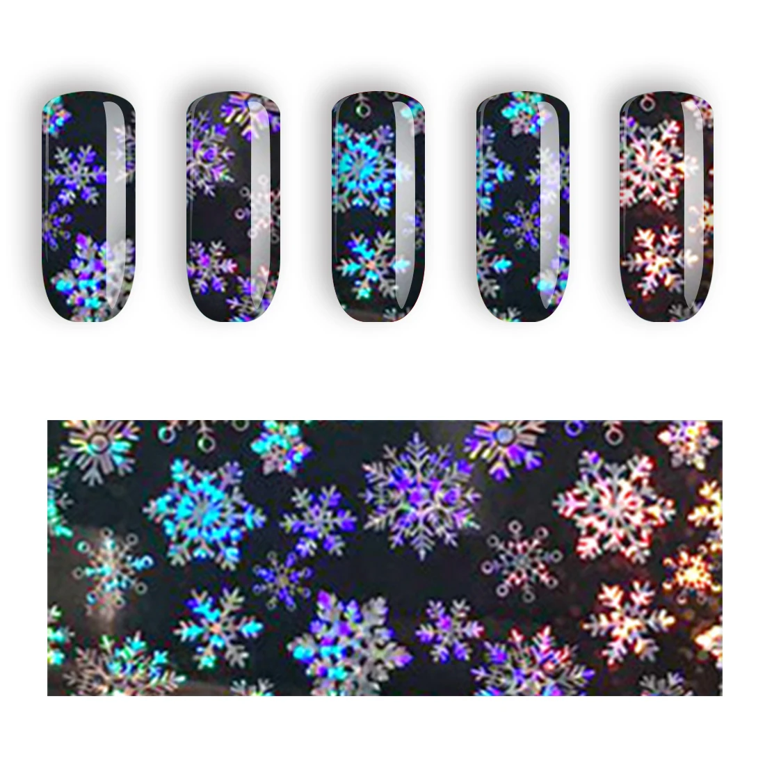 

1PC A Roll Black Laser Paper Nail Art Transfer Sticker Christmas Slider Decoration Snowflake Holographic Nail Foil 120cm*4cm