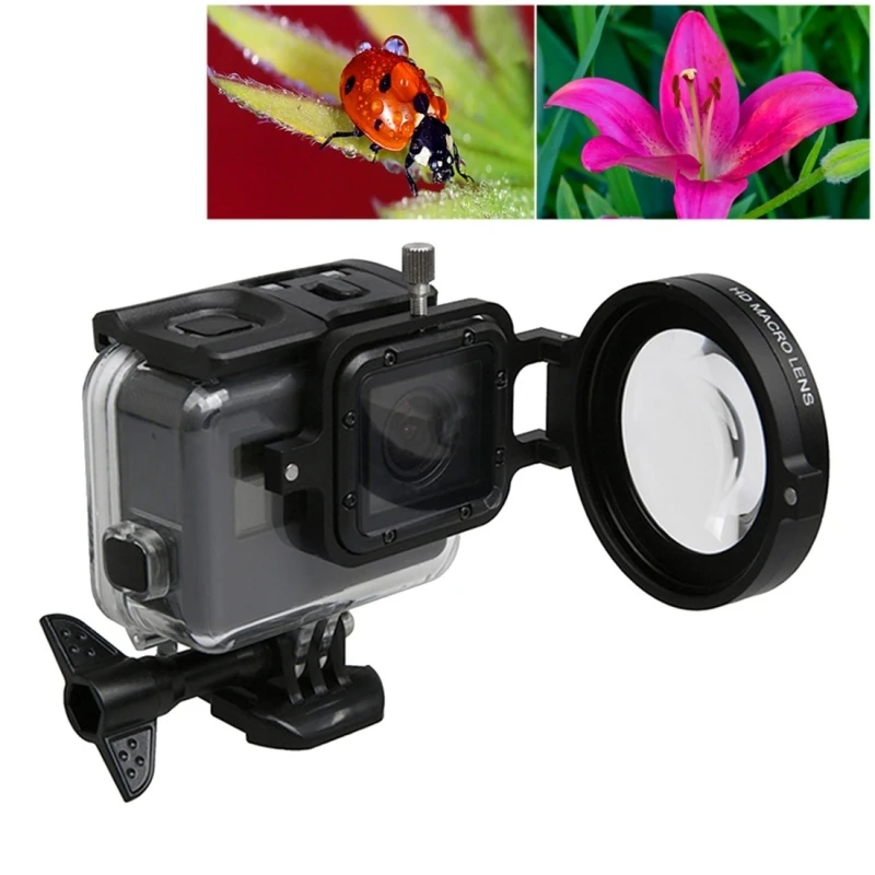 Per Gopro Hero5 Sport Action Camera Professionale 58Mm 16X Macro Lente Close-Up Lens Filter Cap Base Anello Adattatore Lens Mano Cinghia