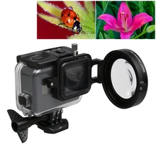 For GoPro HERO5 Sport Action Camera Professional 58mm 16X Macro Lens Close-up Filter Lens Cap Base Adapter Ring Lens Hand Strap