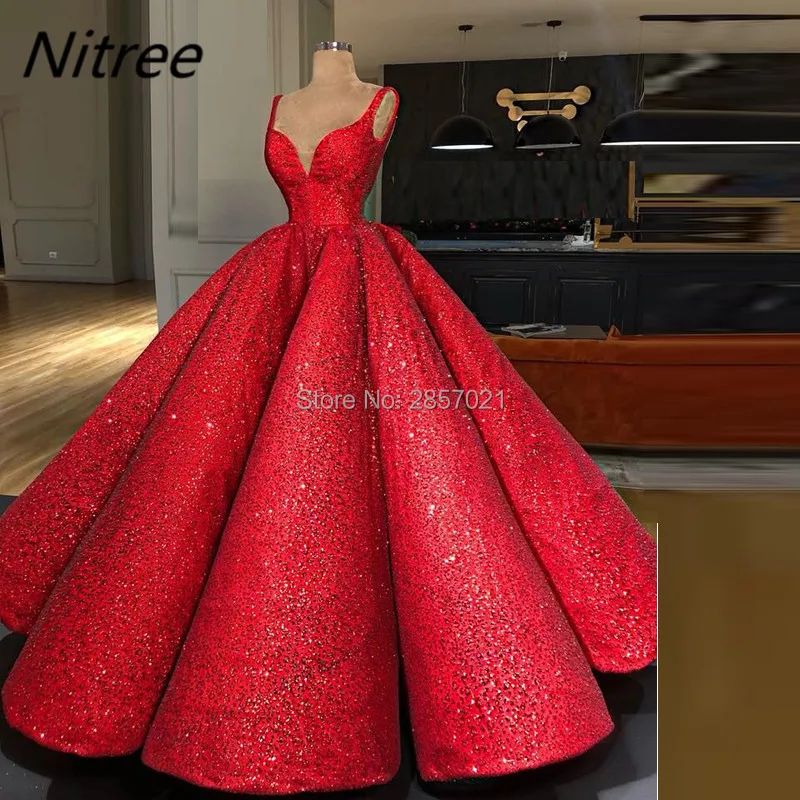 Sexy Red Ball Gown Evening Dresses 