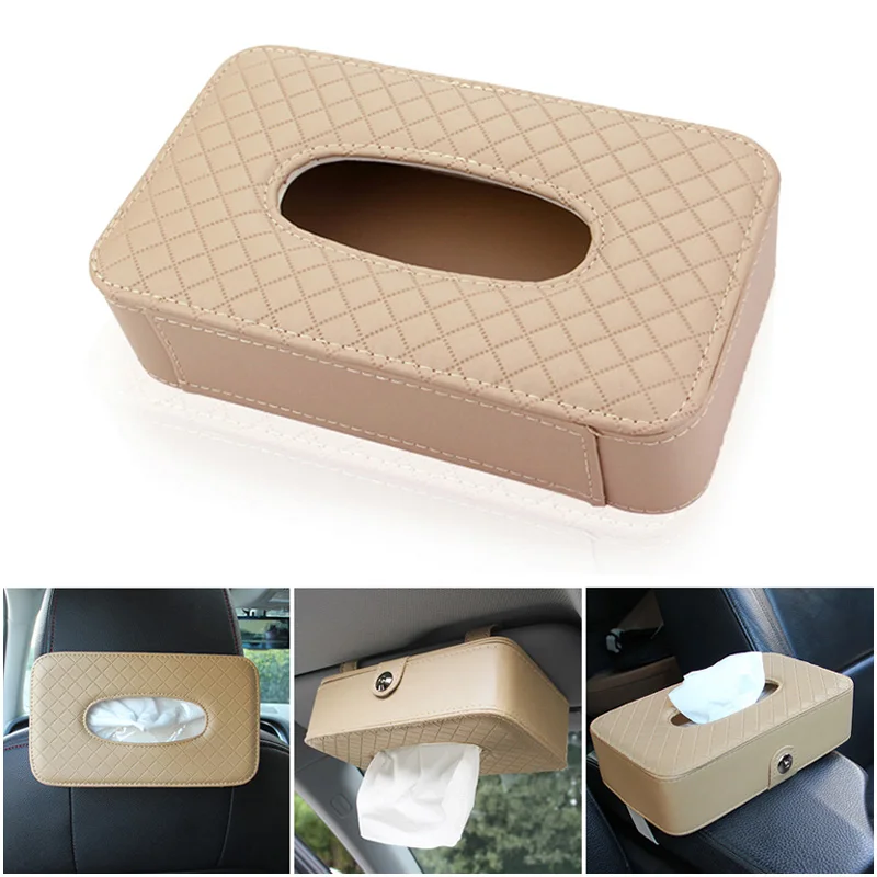 

Car Tissue Storage Sun Visor Artificial Leather Napkin Paper Tissue Box Holder ZH002