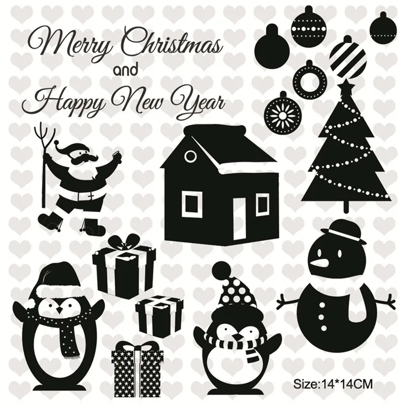

DiyArts New 2018 Christmas Clear Stamps and Cutting Dies Scrapbooking Santa Claus Penguin Snowman Craft Dies Card Making Die Cut