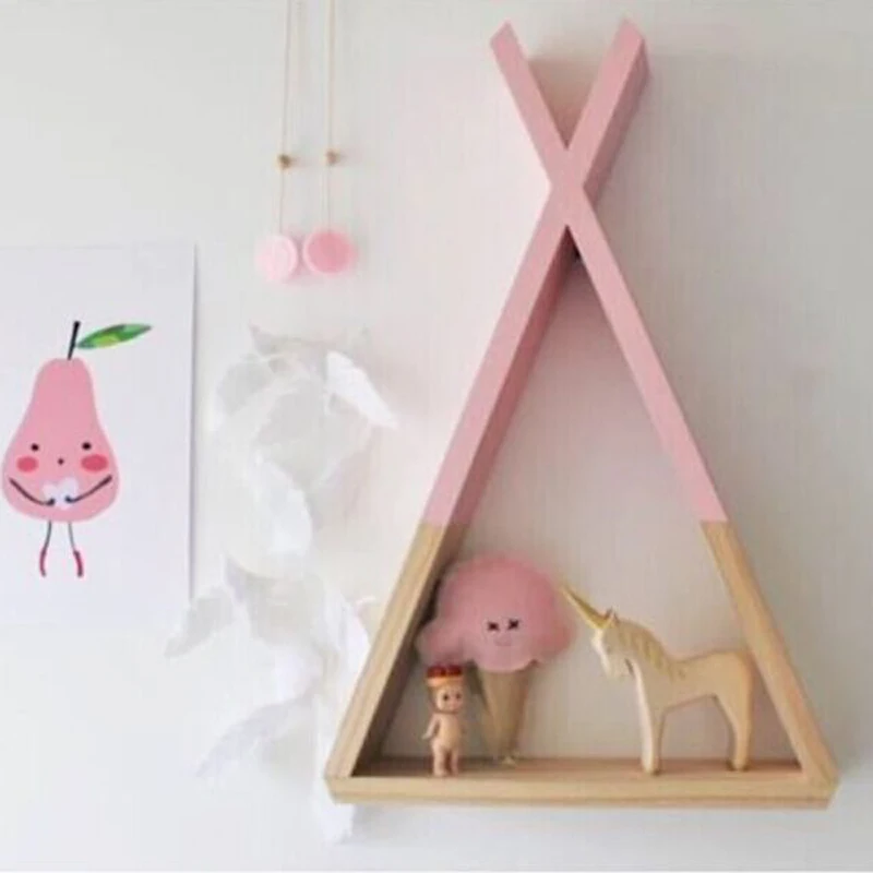 JX-LCLYL Nordic Style Kids Baby Wooden Trigon Storage Book Shelf Home Room