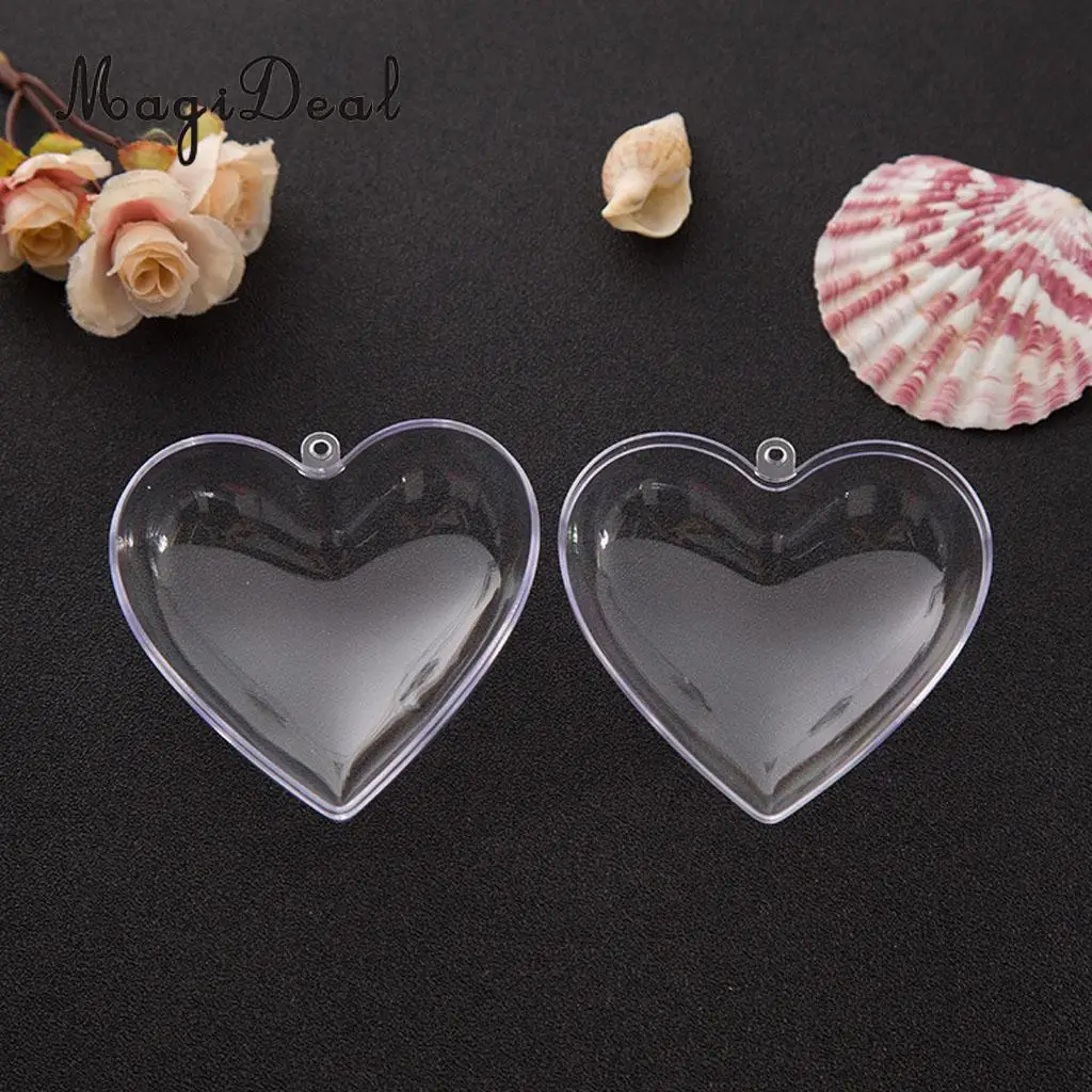 5pcs 8cm Hanging Clear Heart Plastic Baubles Ornaments Home Christmas Wedding Party Decoration DIY Personalize Gift Candy Box