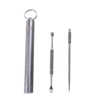 

2018 Titanium Alloy Ear spoon Toothpick Trave Kit Tableware Dinnerware Sets Fruit Picks Toothpick Rust-resistance Outdoor Tools