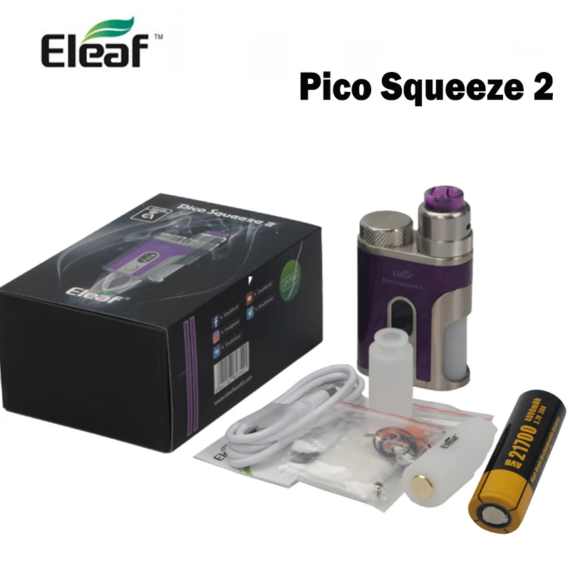 

Original Eleaf Pico Squeeze 2 with Coral 2 Kit 8ML Squonk Bottle 100W Pico Squeeze 2 Box MOD With 21700 Battery E Cigarette Vape