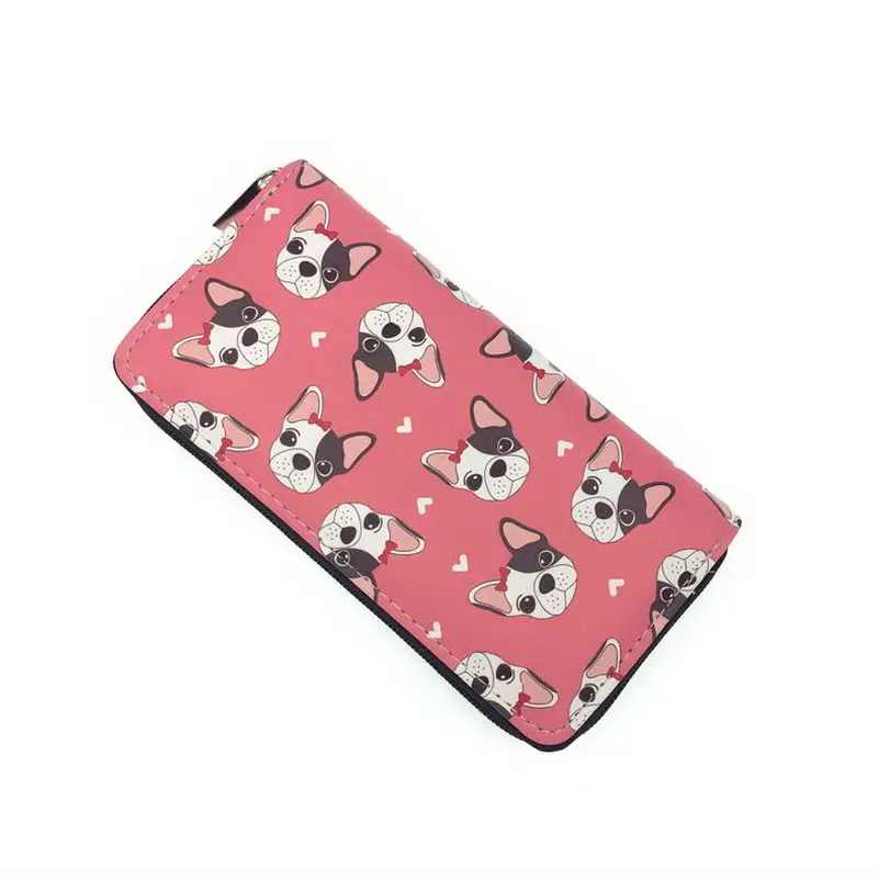 KANDRA Lovely Women Dog Clutch Wallets Stripe PU Leather Phone Pocket Card Holder Long Wallet Girls Zipper Coin Purse Wholesale