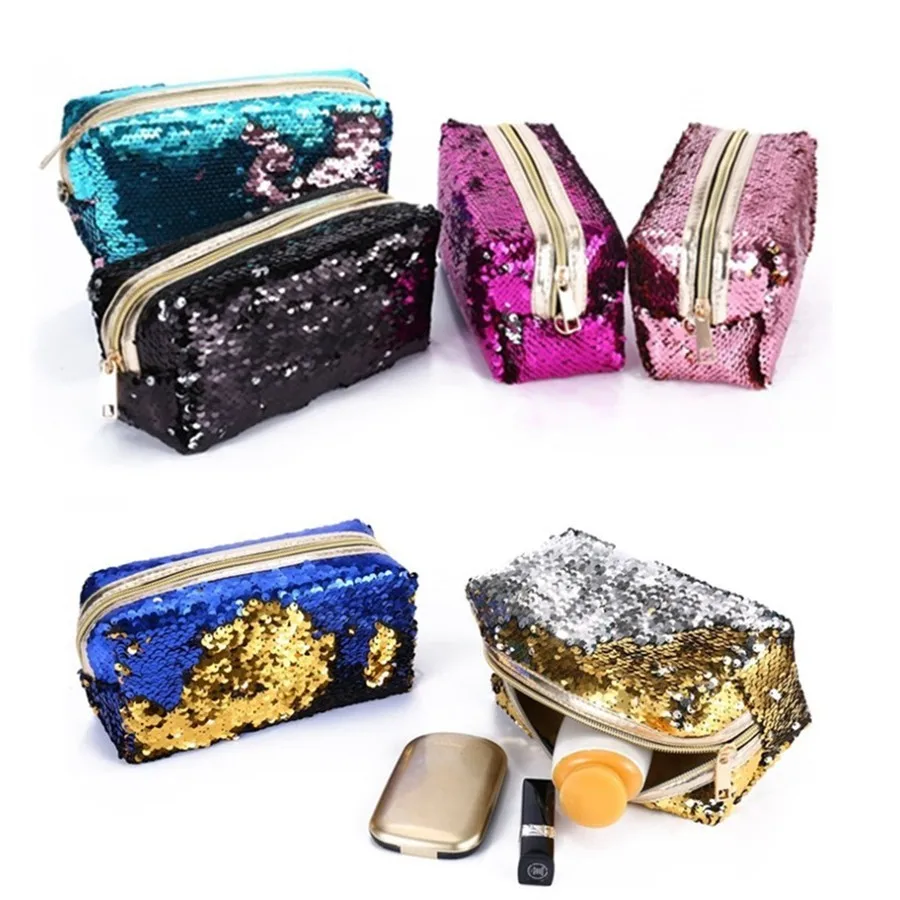 

NOVERTY New Sequins Pencil Bag Box Case Pouch Colorful Fabric Creative Gift Office School Stationary Supplies Cosmetic Bag 05055