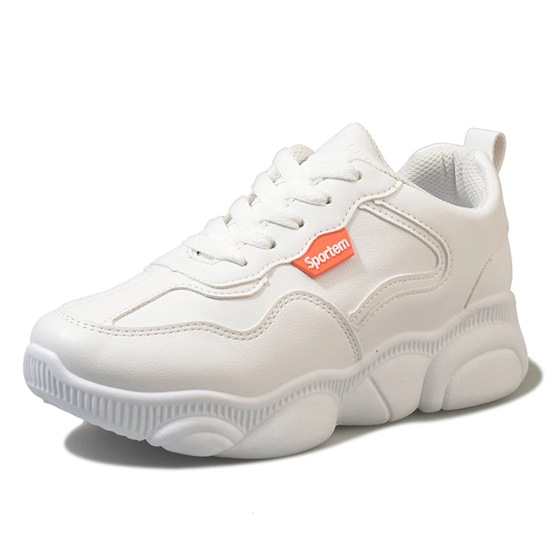 

Leather Increased Internal 6cm Little Bear Soles White Shoes Spring New Women Casual Shoes Female Students Sneakers Shoes