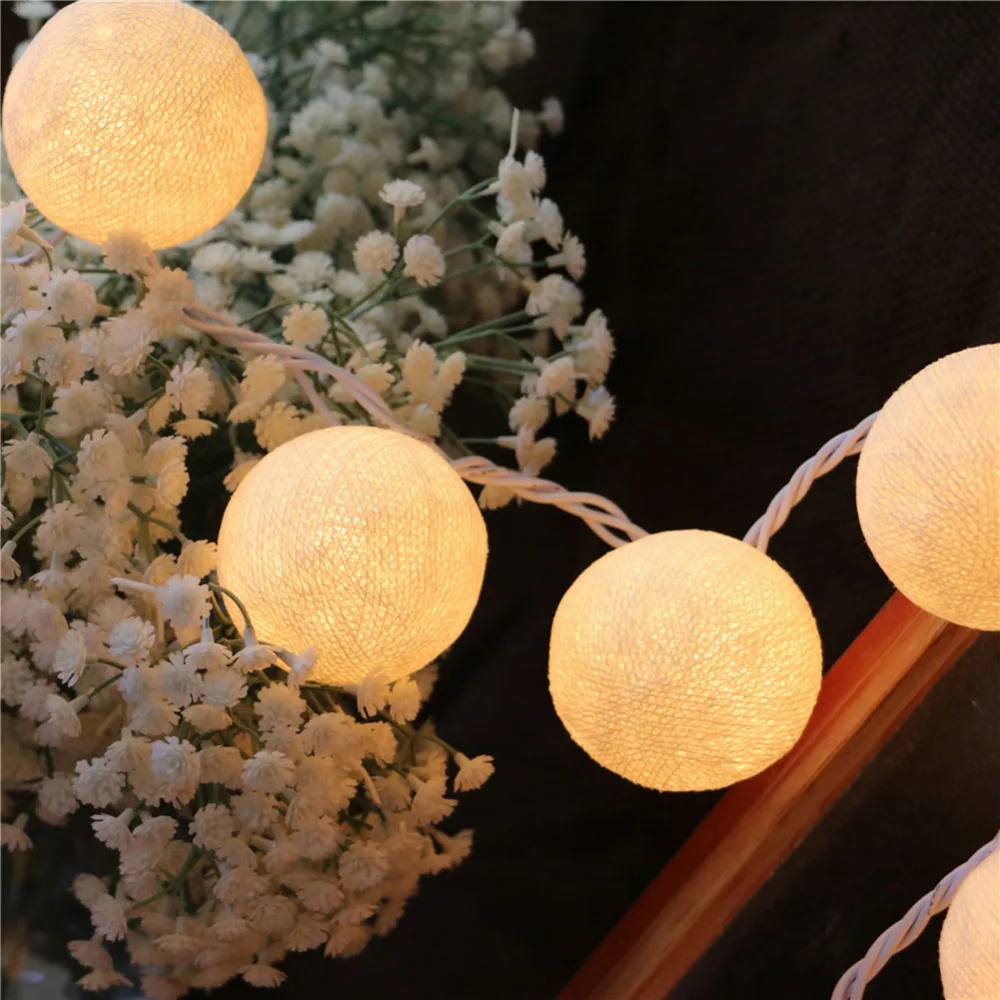 На батарейках AC110v Plug in Lovely White Cotton ball Рождественская елка декоративный светильник