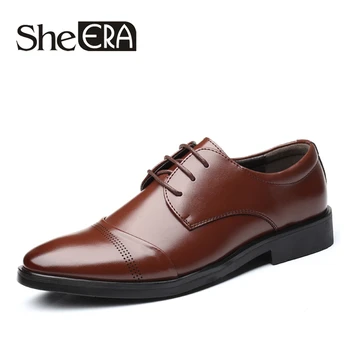 

2019 Leather Men Shoes PU Leather Solid oxfords Fashion Men Casual shoes lace-up Office Men spring/autumn Plus Size 37-48 Drop
