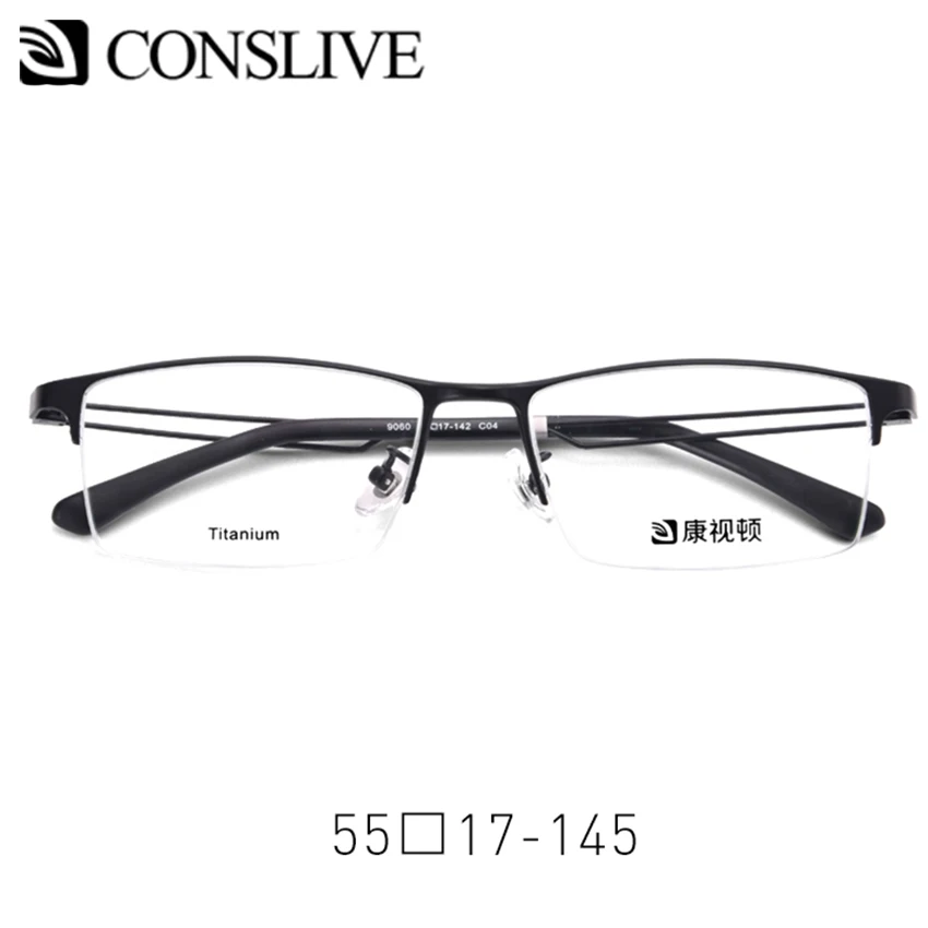 

Pure Titanium Optical Glasses Frames Men Half Rimless Dioptric Myopia Astigmatism Eyeglass Designer Men Eye Spectacle Frame 9060