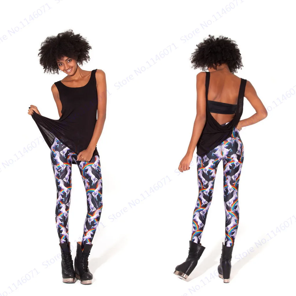Rainbow Horse Rock Leggings Colorful Unicorns Compression Yoga Pants