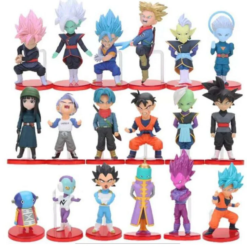 

18pcs/set Action Figure Anime Dragon Ball Z Super Saiyan Trunks Vegeta Son Goku PVC Decoration Toy Model For Children Gift F4