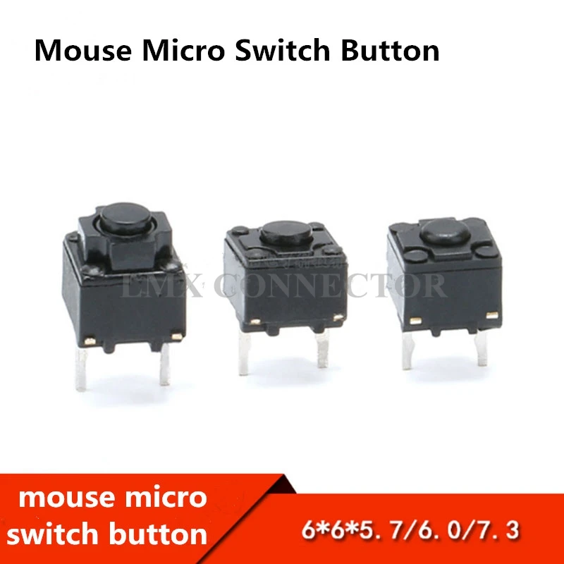 20 Pz/Lotto Mouse Microinterruttore Piazza Pulsante Interruttore 6X6X5.7/6.0/7.3Mm Tact Switch Microsoft Lenovo