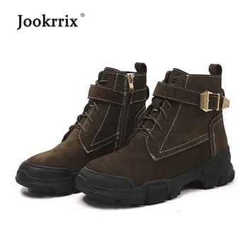 

Shoes Women Fashion Brand Martin Boots Real Leather Lady chausure Autumn Female footware All Match Ankle Boots Cross-tied Black
