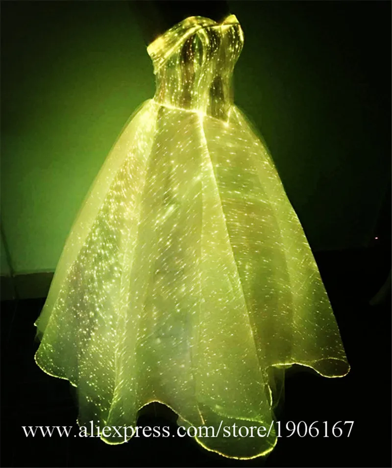 New led fiber-optic wedding dress Fashion photo studio photography wedding dress evening dress luminous clothing0