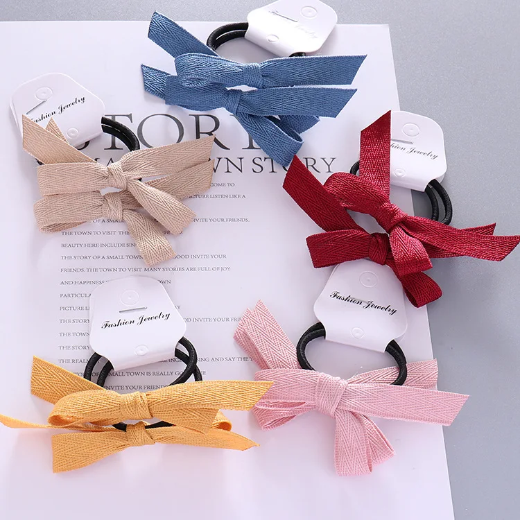 

Free shipping baby pretty knot bow hair bands girl's ribbon rubber band kid's hair tie hair accessories korean style headwear
