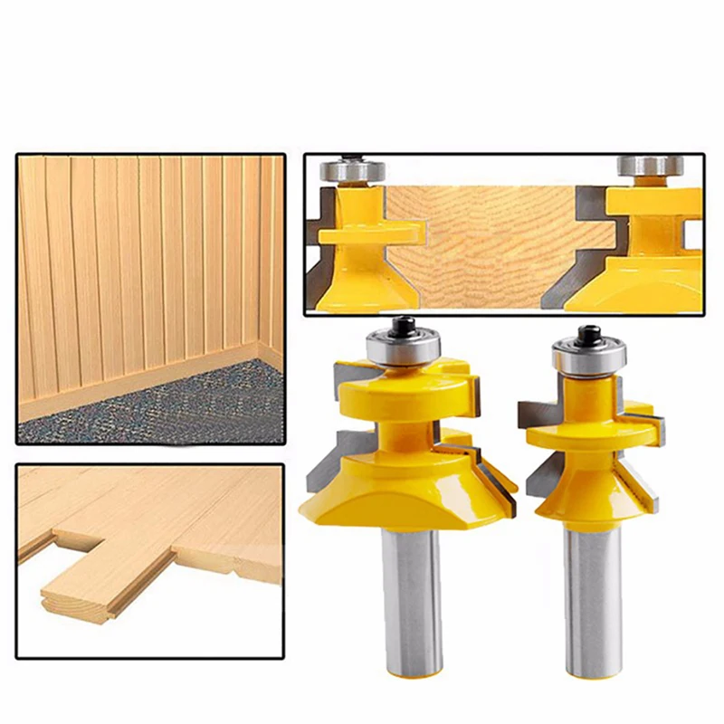 

HOEN 2 шт. 1/2 "хвостовик Напольная доска деревообрабатывающие фрезы 2 бит Язык и паз фрезы Набор Высокое качество