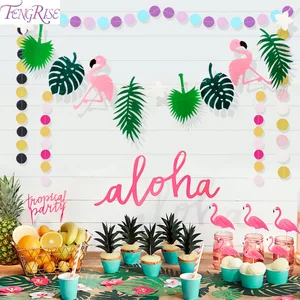 FENGRISE Hawaii Flamingo Glasses Beach Party Decoration Hawaiian Party Decor Pink Flamingo Party Summer Tropical Decoration Luau