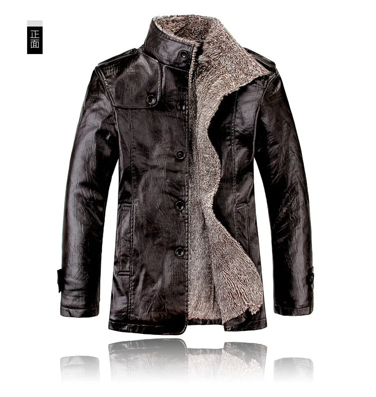 Новая брендовая куртка из искусственной кожи, мужские зимние куртки и пальто, уплотненная шерстяная ветровка, теплая куртка для мужчин размера плюс M-3XL