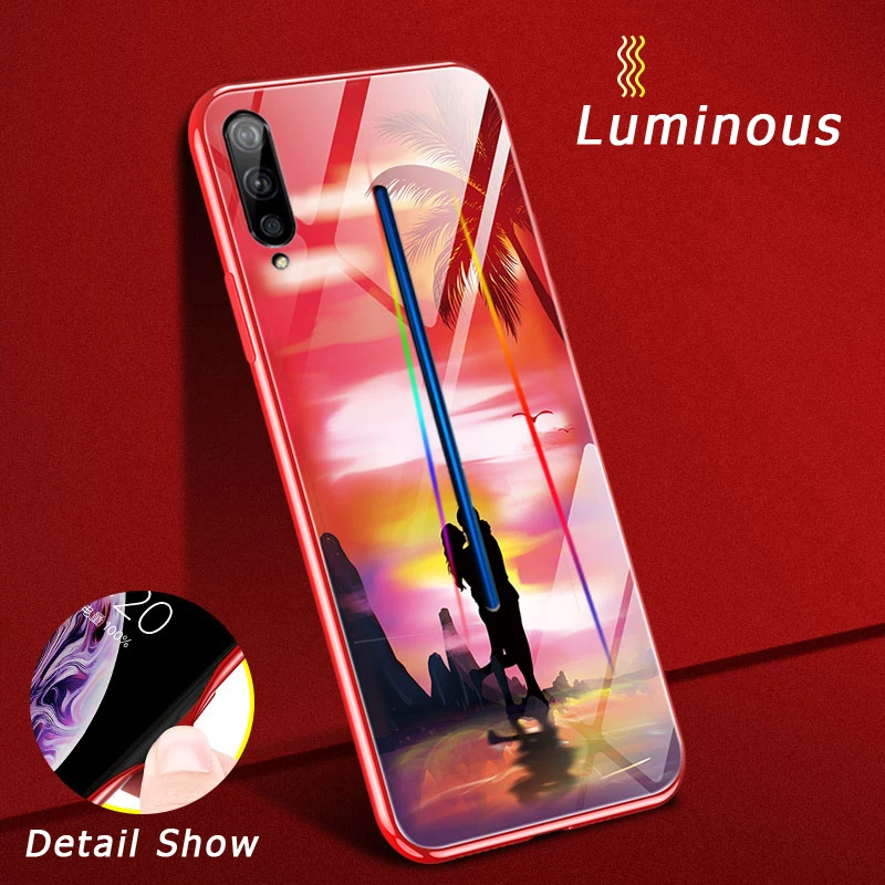 Luminous Tempered Glass Cases For VIVO IQOO X23 X21 i UD X20 X9S Plus X27 Coque Back Cover Soft Silicone Anti- fall Thin Shell |