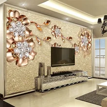 Custom 3D Fabric Textile Wallcoverings For Walls Matt Silk For Living Room TV Background Murals Flower With Diamond European Top Custom 3D Fabric Textile Wallcoverings For Walls Matt Silk For Living Room TV Background Murals Flower With Diamond European Top