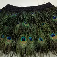 13.7"(35 см) пера павлина мини-юбка с широким эластичная резинка на талии# skt16013