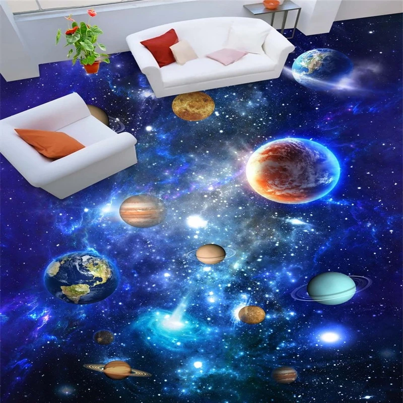 Cosmic sky Custom 3D stereoscopic murals photo wallpaper-3d flooring PVC wall paper home decor papel de parede 3D floor tiles